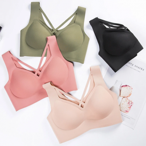 Wireless Bras V Neck T-Shirt Bra with extra front straps